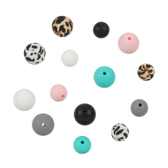 Animal Print Silicone Round Beads Mix by Bead Landing&#x2122;